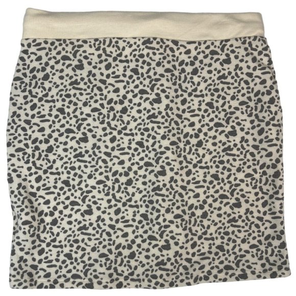 Le Lis Women's Drawstring Skirt Animal Print S Cream Gray Polyester Spandex - Picture 2 of 5